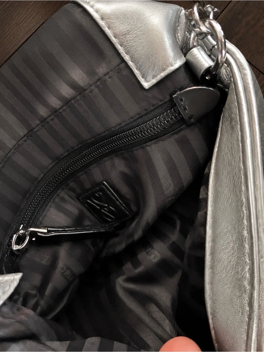 Victoria Secret Silver Quilted Chain Shoulder Bag - Metallic Silver